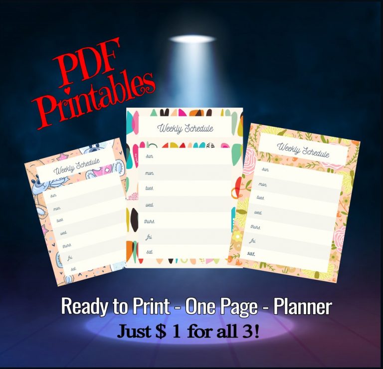 Printable PDF Weekly Schedule Planner