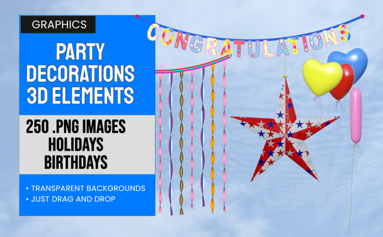 Party Decorations – 3D Graphic Elements