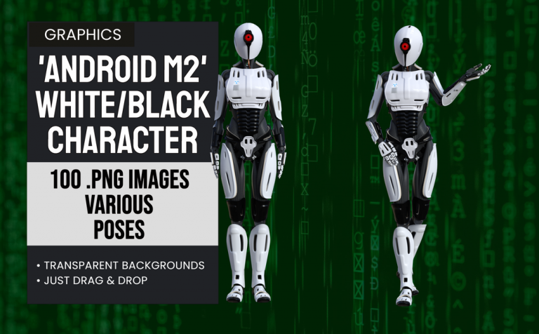 Android M2 – White and Black – 3D Character Elements